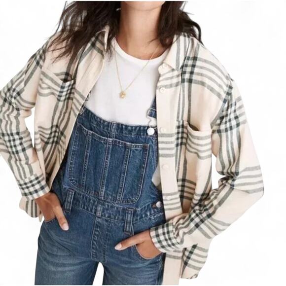 MADEWELL Oversized Boyfriend Swing Shirt in Windowpane - Size Small - Picture 1 of 6
